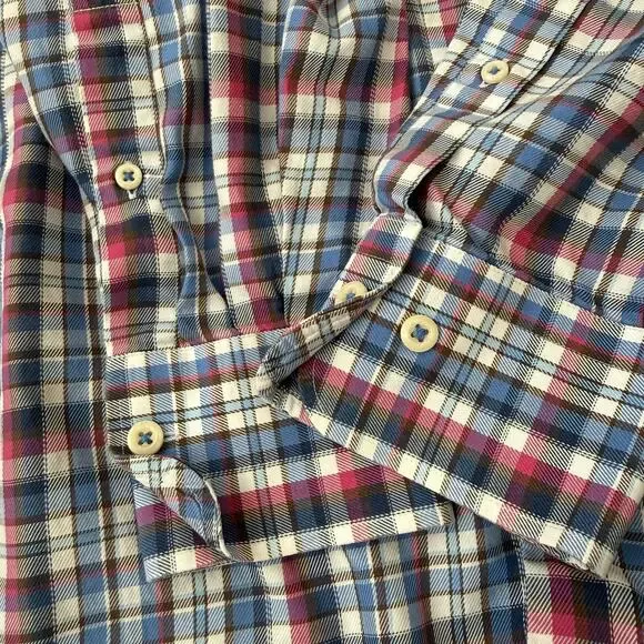 Peter Millar Shirt Mens XL Blue Pink Plaid Button Down Long Sleeve Casual Cotton - Picture 8 of 12